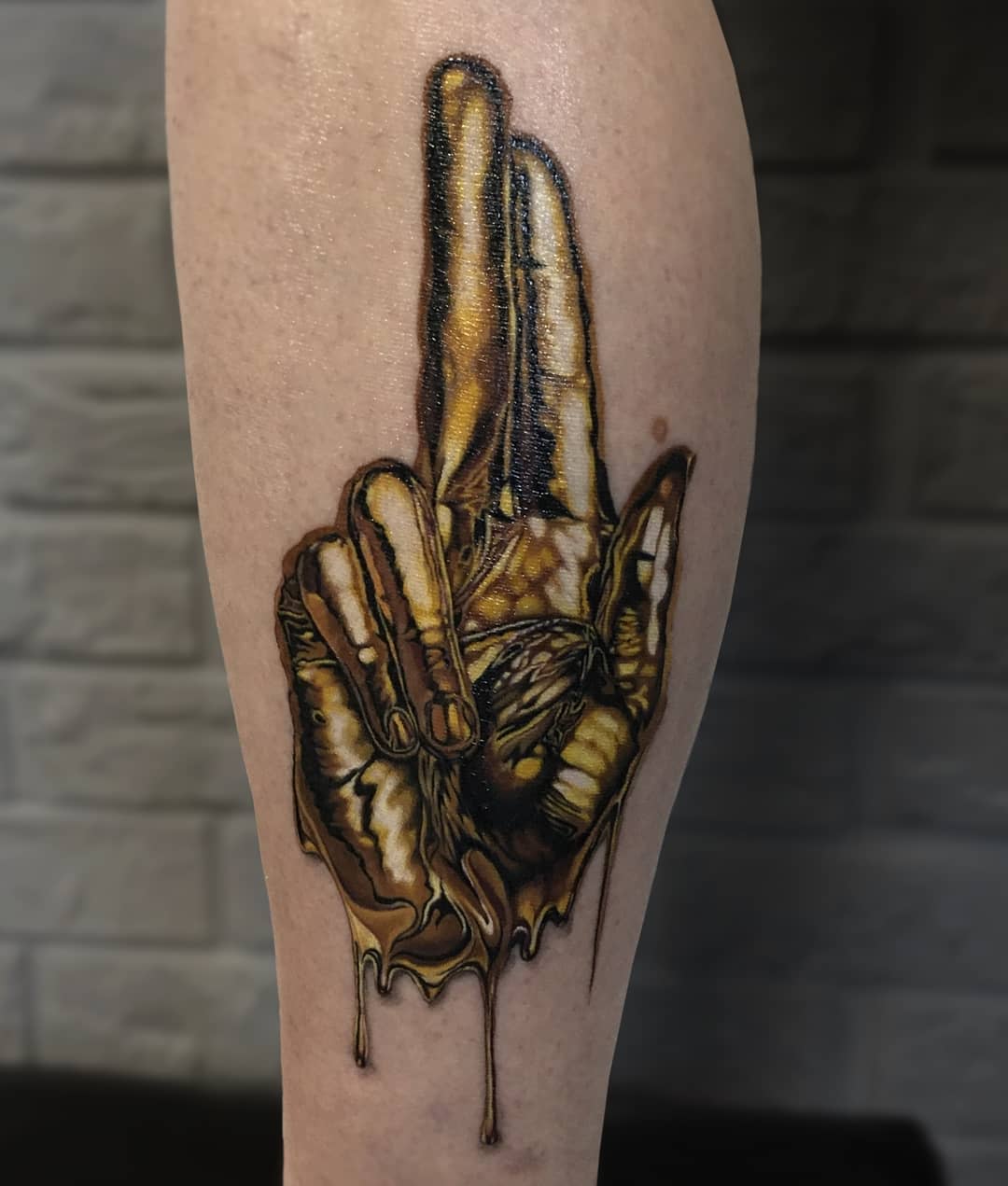 Leg Gold Tattoo  Denise Tattoo 